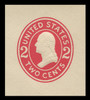 USA Scott # U 411c, 1907-16 2c Washington, Scott Die U91, carmine on white, Die 4 - Mint Cut Square