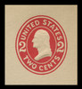 USA Scott # U 411e, 1907-16 2c Washington, Scott Die U91, carmine on white, Die 6 - Mint Cut Square