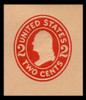 USA Scott # U 413a, 1907-16 2c Washington, Scott Die U91, carmine on oriental buff, Die 2 - Mint Cut Square