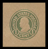 USA Scott # U 425, 1915-32 1c Franklin, Scott Die U92, green on manila, Die 1 - Mint Cut Square