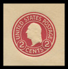 USA Scott # U 429b, 1915-32 2c Washington, Scott Die U93, carmine on white, Die 3 - Mint Cut Square