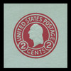 USA Scott # U 432e, 1915-32 2c Washington, Scott Die U93, carmine on blue, Die 5 - Mint Cut Square