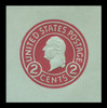USA Scott # U 432g, 1915-32 2c Washington, Scott Die U93, carmine on blue, Die 7 - Mint Cut Square