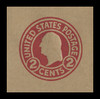 USA Scott # U 434, 1915-32 2c Washington, Scott Die U93, carmine on glazed brown, Die 1 - Mint Cut Square