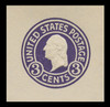 USA Scott # U 436, 1915-32 3c Washington, Scott Die U93, purple on white, Die 1 - Mint Cut Square