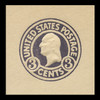 USA Scott # U 436b, 1915-32 3c Washington, Scott Die U93, dark violet on white, Die 5 - Mint Cut Square