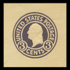 USA Scott # U 437a, 1915-32 3c Washington, Scott Die U93, dark violet on amber, Die 1 - Mint Cut Square