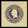 USA Scott # U 437f, 1915-32 3c Washington, Scott Die U93, purple on amber, Die 9 - Mint Cut Square