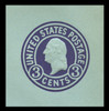 USA Scott # U 439f, 1915-32 3c Washington, Scott Die U93, purple on blue, Die 9 - Mint Cut Square