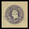 USA Scott # U 449b, 1920-1 2c on 3c (U437c) Washington, dark violet on amber, Die 6 - Mint Cut Square