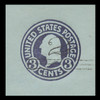 USA Scott # U 451, 1920-1 2c on 3c (U438a) Washington, dark violet on blue, Die 1 - Mint Cut Square