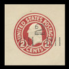 USA Scott # U 454a, 1920-1 2c on 2c (U429) Washington, carmine on white, Die 1 - Mint Cut Square