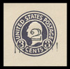 USA Scott # U 458, 1920-1 2c on 3c (U436a) Washington, dark violet on white, Die 1 - Mint Cut Square