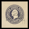 USA Scott # U 458d, 1920-1 2c on 3c (U436a) Washington, dark violet on white, Die 1, Double Surcharge - Mint Cut Square