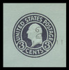 USA Scott # U 461, 1920-1 2c on 3c (U439a) Washington, dark violet on white, Die 1 - Mint Cut Square