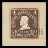 USA Scott # U 472, 1920-1 2c on 4c (U390) Grant, chocolate on white - Mint Cut Square