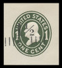 USA Scott # U 490, 1925 1½c on 1c (U400) Franklin, green on white, Die 1 - Mint Cut Square