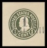 USA Scott # U 495, 1925 1½c on 1c (U420) Franklin, green on white, Die 1 - Mint Cut Square