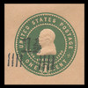 USA Scott # U 509B, 1925 1½c on 1c (U381) Franklin, green on oriental buff - Mint Cut Square