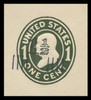 USA Scott # U 510, 1925 1½c on 1c (U400) Franklin, green on white, Die 1 - Mint Cut Square