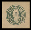 USA Scott # U 519, 1925 1½c on 1c (U424) Franklin, green on manila, Die 1 - Mint Cut Square