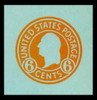 USA Scott # U 531, 1932 6c Washington, Orange on Blue - Mint Cut Square