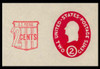 USA Scott # U 538, 1958 2c (U533a) + 2c Washington, Die 1 - Mint Cut Square