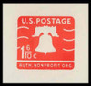 USA Scott # U 548A 1969 1.6c Liberty Bell Non-Profit, orange - Mint Cut Square