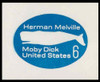 USA Scott # U 554 1970 6c Herman Melville, Moby Dick - Mint Cut Square