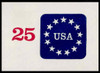 USA Scott # U 611 1988 25c Stars & USA. - Mint Cut Square