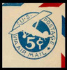 USA Scott # UC  1 1929 5c Plane, Blue Background, Die 1, Border c(3) - Mint Cut Square (See Warranty)