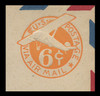 USA Scott # UC  6-REC 1942 6c Plane, Orange Background, Die 3, Border b(2) Re-Cut Die, (Thin Strut), - Mint Cut Square (See Warranty)