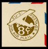 USA Scott # UC  7 1932 8c Plane, Olive Green Background, Die 2, Border b(2) - Mint Cut Square (See Warranty)