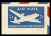 USA Scott # UC 26 1958 7c DC-4 Skymaster, Blue, Border d(4) - Mint Cut Square (See Warranty)