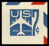 USA Scott # UC 33 1958 7c Jet Airliner, Blue, Border b(2) - Mint Cut Square (See Warranty)