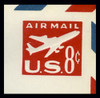 USA Scott # UC 36 1962 8c Jet Airliner, Red, Border b(2) - Mint Cut Square