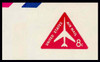 USA Scott # UC 37a 1967 8c Jet Airliner, Red, Border 6 - Tagged - Mint Cut Square (See Warranty)
