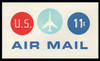 USA Scott # UC 43 1971 11c Jet in Blue Circle, Border 6 - Mint Cut Square (See Warranty)