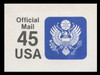 USA Scott # UO  81 1990 45c Official Mail, small lettering clear - Mint Cut Square