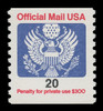 USA Scott # O 138B, 1988 20c Official Mail Eagle Coil