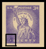 USA Scott # UX  46, 1958 3c Statue of Liberty, Color "Blob" obscures part of the "L" of Liberty - Mint Postal Card (See Warranty)