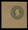 USA Scott # U 428, 1915-32 1c Franklin, Scott Die U92, green on brown unglazed, Die 1 - Mint Full Corner