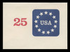 U.S. Scott # U 611S 1988 25c Stars & U.S.A., Bar-Coded Cut from Virginia 2nd Chance Lottery - Mint Full Corner