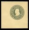 U.S. Scott # U 421d, 1915-32 1c Franklin, green on amber, Die 5 - Mint Full Corner