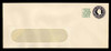 U.S. Scott # U 539b, 1958 3c (U436f) + 1c Washington, Die 9 - Mint Envelope, UPSS Size 21-WINDOW