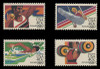 U.S. Scott # C 105-8, 1983 40c Summer Olympics, 1984 Issue (Set of 4 Singles) - Perf. 11.2 Bullseye