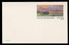 U.S. Scott # UY 39, 1988 15c America the Beautiful - Buffalo & Prairie - Mint Message-Reply Card, HIGH BRIGHT FLUORESCENT PAPER - FOLDED