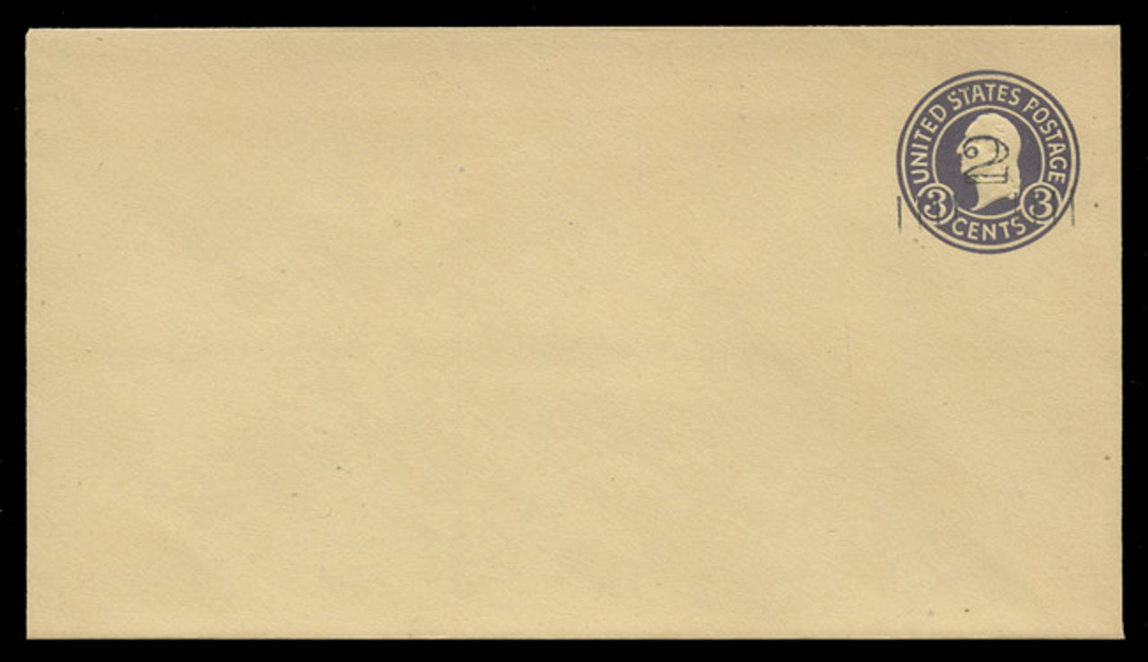 USA Scott # U 459c/10, UPSS 2892/19, 1920-1 2c (Type 3 Sch) on 3c (U437d) Washington, dark violet on amber, Die 7 - Mint (See Warranty)