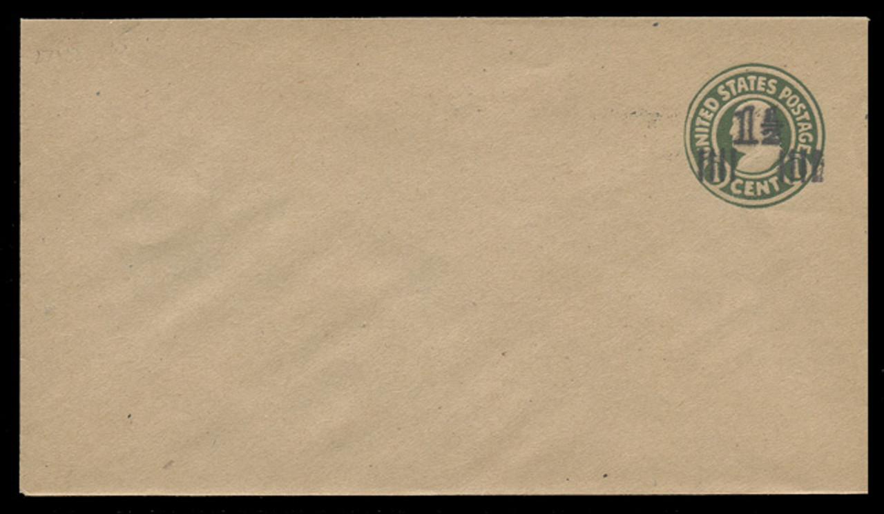 USA Scott # U 519/10, UPSS 3244/UNWMKD, 1925 1 1/2c (Type 9 Sch) on 1c (U424) Franklin, green on manila, Die 1 - Mint (See Warranty)