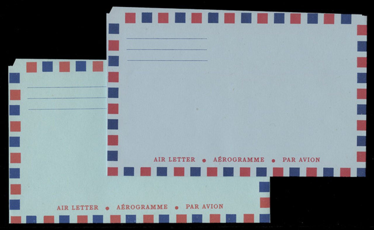 2 VARIETIES, Canal Zone Air Letter Sheet, Bluish and greenish Papers